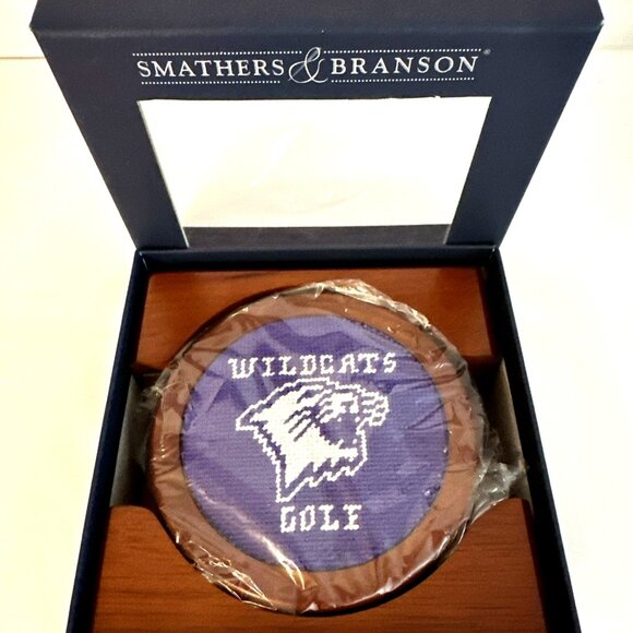 Smathers & Branson NORTHWESTERN WILDCATS GOLF Handcrafted Coasters Set of 4 NEW - Picture 1 of 3